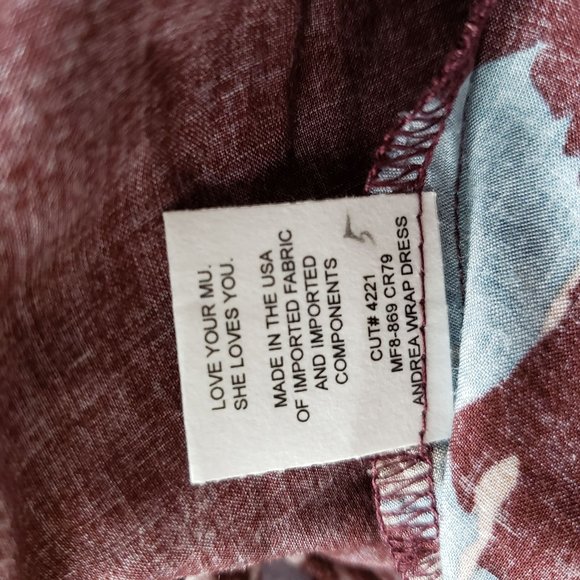 SMYM Andrea Wrap Dress Burgundy Floral XS S - Picture 9 of 9